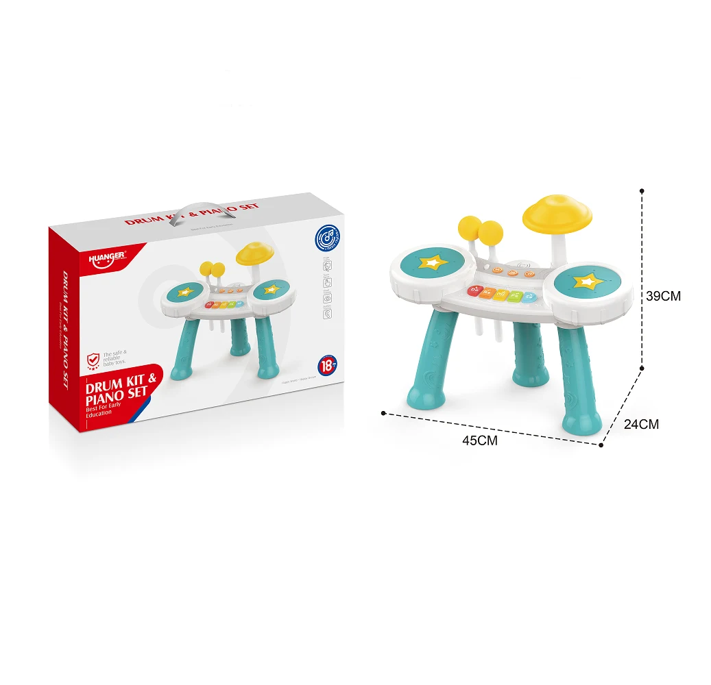 Set muzical de tobe cu lumini și sunete, Huanger HE0525 (78386)