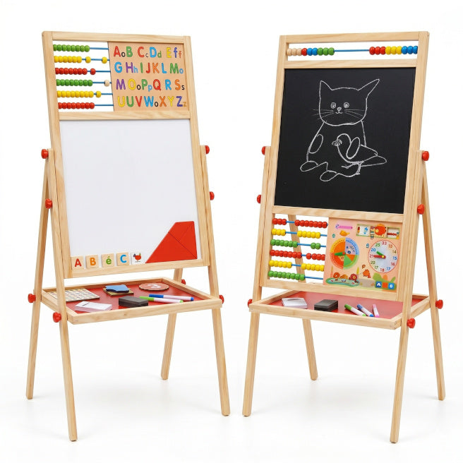 Șevalet din lemn cu două fețe, 58*46*68 cm, cu litere englezești, cod 2556D