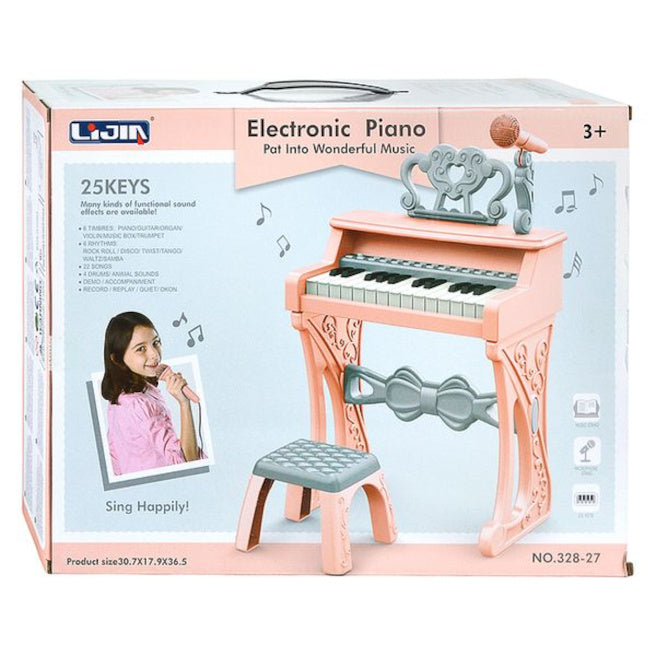 Pian electronic cu 25 clape, scaun, şi microfon, cod 10405a