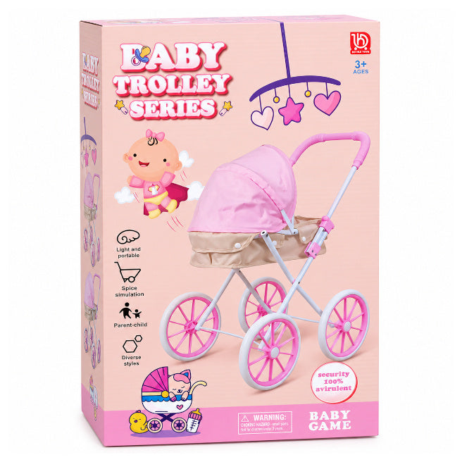 Cărucior pentru păpuși roz-galben, cod 10475A