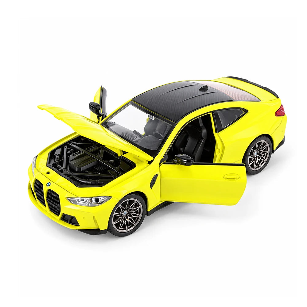 Mașină din metal BMW M4, scară 1:24, galbenă, MSZ (68280A)