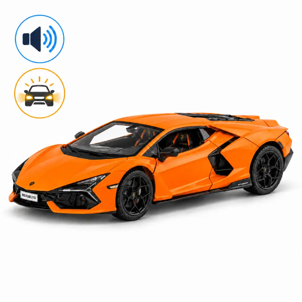 Mașină din metal Lamborghini Revuelto, scară 1:24, portocalie, MSZ (68200A/1)
