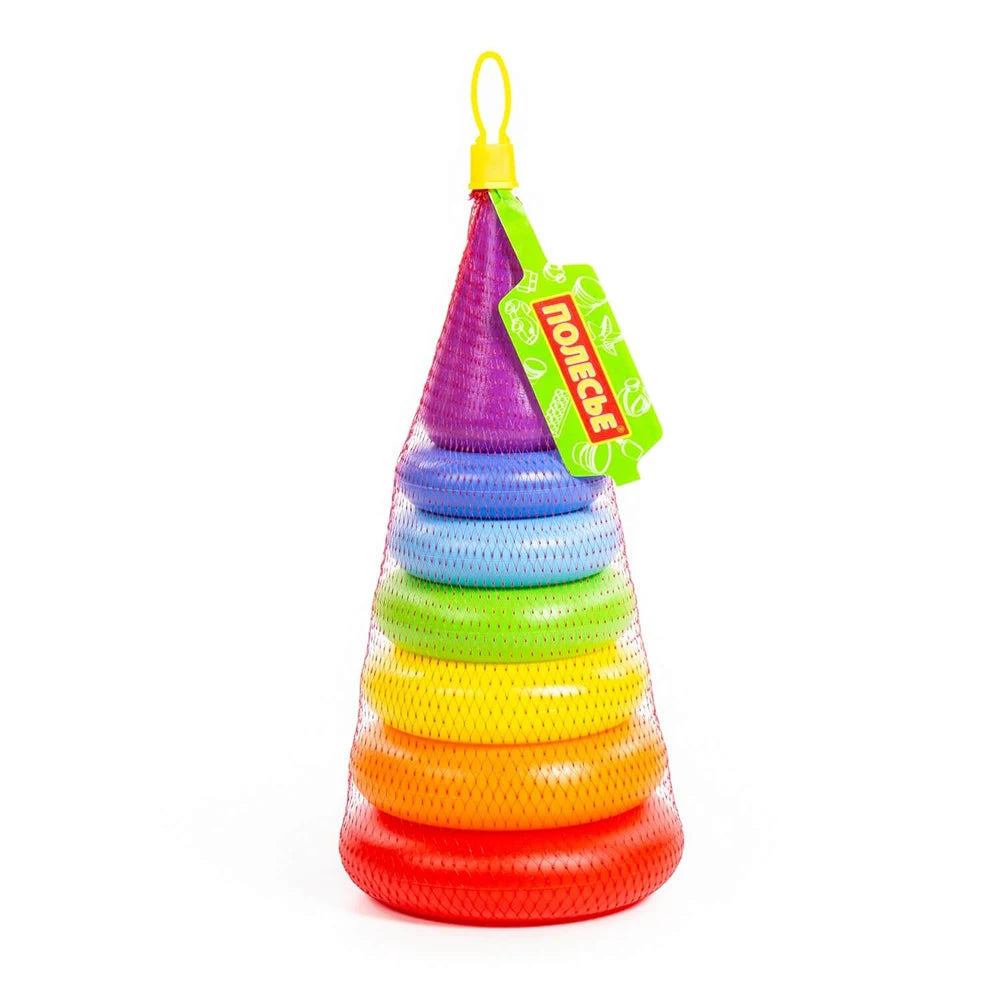 Piramidă pentru copii cu inele colorate, 8 piese, Polesie (62376)