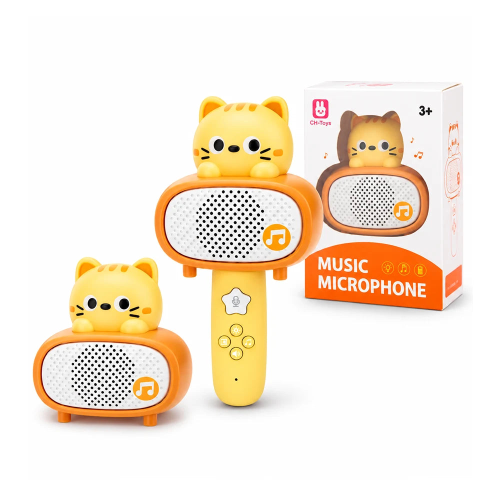 Microfon karaoke cu Bluetooth și boxă, Pisicuță portocalie (60447)