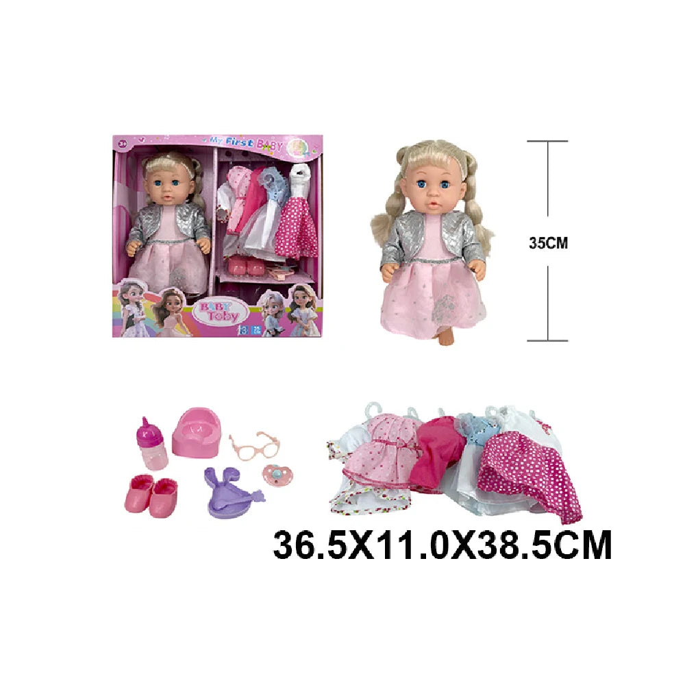 Păpușă vorbitoare în limba română, cu hăinuțe și accesorii, 35 cm (34403)
