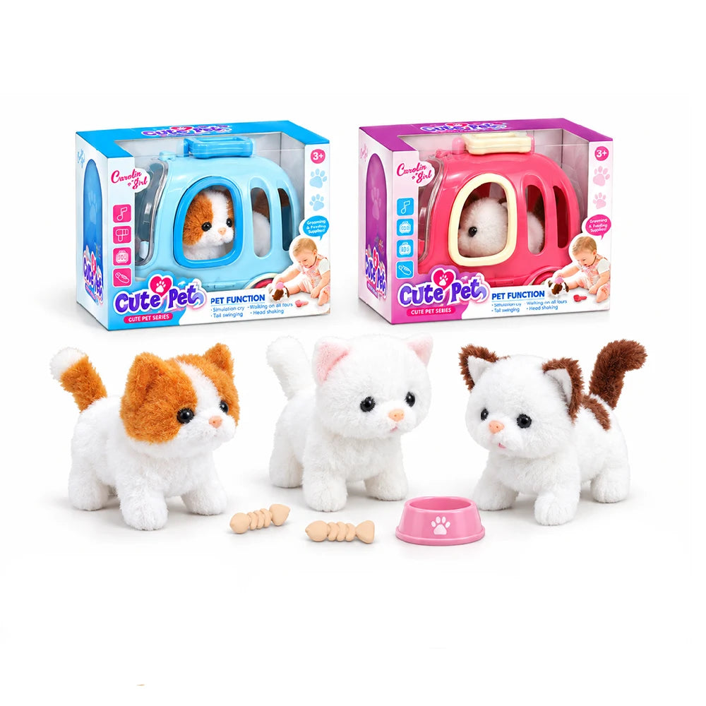 Интерактивная плюшевая кошечка, которая ходит и издает звуки, с переноской (76702)
