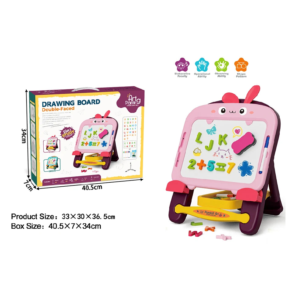 Tablă de desen magnetică cu două fețe, Iepuraș (65491)