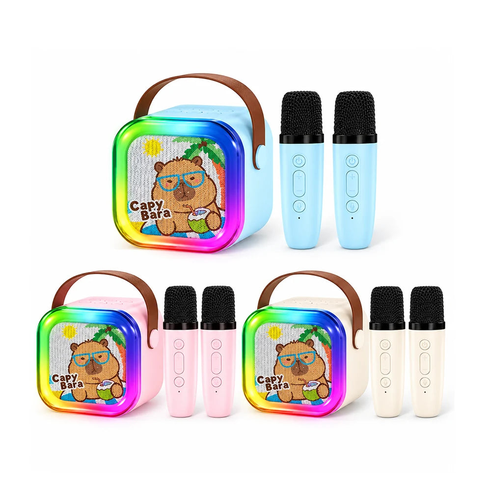 Set karaoke cu boxă, lumini și 1 microfon, 3 culori (11775)