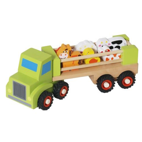 Деревянная машинка с животными "Ферма" 30×10×10 см, W04A688