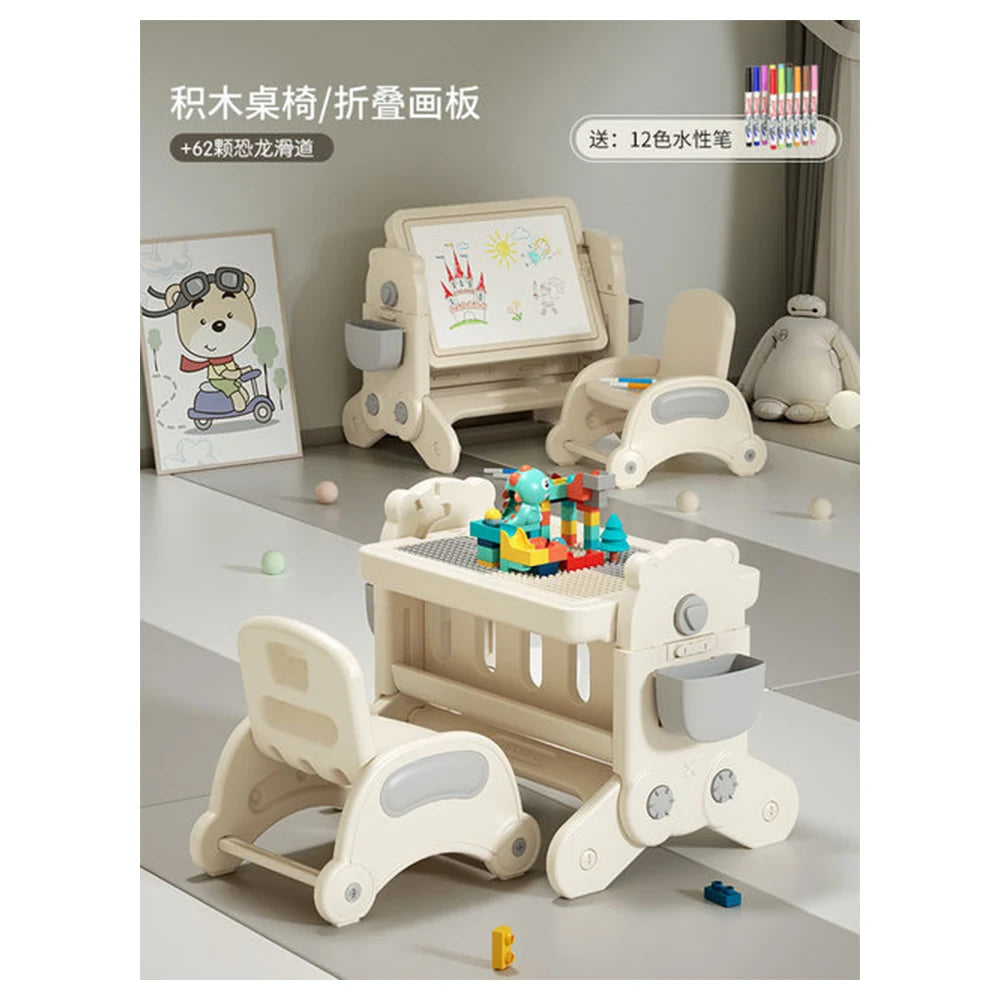 Măsuță cu set de construcție + tablă cu scăunel, art. 65010