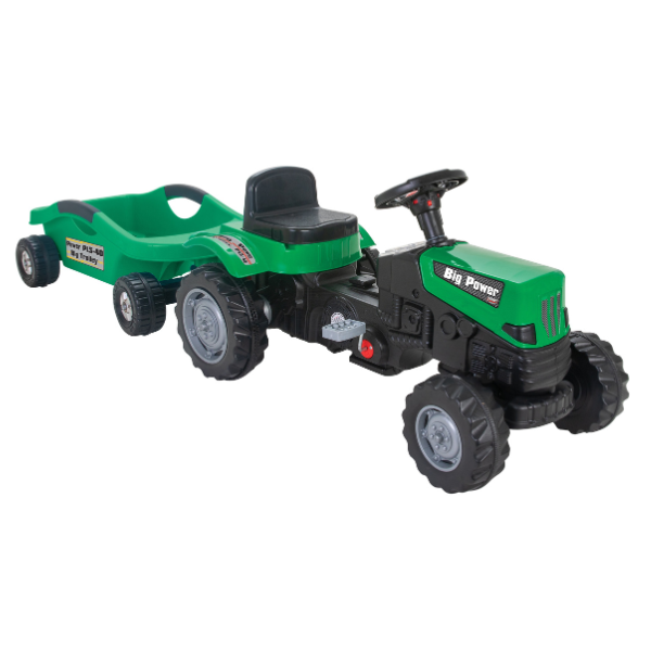 Tractor cu remorca Power, verde, 190 × 55 × 51 cm, 07320