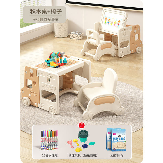 Măsuță cu set de construcție + tablă cu scăunel, art. 60071