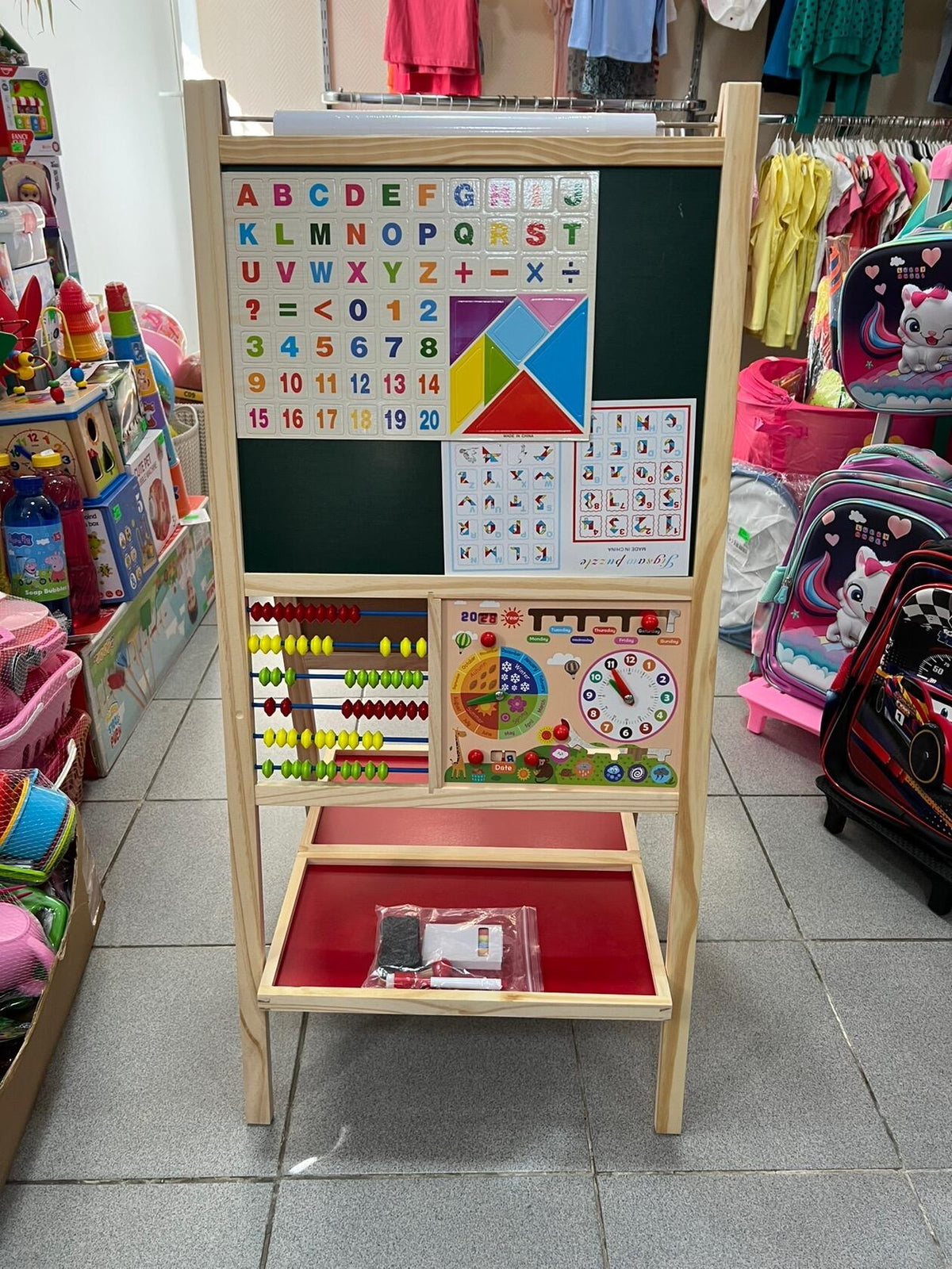 Șevalet din lemn cu două fețe, 46 × 44,2 × 98 cm, cu litere englezești, cod 2557D