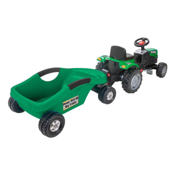 Tractor cu remorca Power, verde, 190 × 55 × 51 cm, 07320